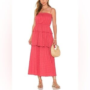 ELLIATT Utopian Sleeveless Tiered Summer Midi Dress Rosewood S